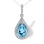 Blue Topaz with CZ Teardrop-shaped Pendant. 585 (14kt) White Gold. 'Empress' Series