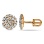 Tapered Baguette and Round Diamond Stud Earrings. Hypoallergenic 585 (14K) Rose Gold, Screw Backs