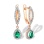Teardrop Emerald and Diamond Earrings. Certified 585 (14kt) Rose Gold, Rhodium Detailing