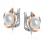 Cultured Pearl Bimetal Leverback Earrings. 925 Silver Sintered with 585 Rose Gold