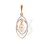 CZ Stylized Evil Eye Pendant. Certified 585 (14kt) Rose Gold, Rhodium Detailing