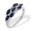 Diamond and Marquise-shaped Sapphire Ring. Certified 585 (14kt) White Gold, Rhodium Finish