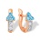 Blue Topaz-like CZ Arrow Kids Earrings. Certified 585 (14kt) Rose Gold, Rhodium Detailing