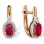Ruby and Diamond Earrings with Nostalgic Motif. Hypoallergenic Cadmium-free 585 (14K) Rose Gold