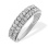 Half-Eternity Double-row Diamond Ring. Certified 585 (14kt) White Gold, Rhodium Finish