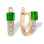 Princess-cut Emerald and Diamond Earrings. Certified 585 (14kt) Rose Gold, Rhodium Detailing