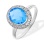 Sky Blue Topaz and Diamond Cocktail Ring. Certified 585 (14kt) White Gold, Rhodium Finish