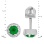 Emerald with Diamond Halo Stud Earrings. Measurements