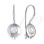 White Gold CZ-encrusted French Wire Earrings. European-cut CZ, Certified 585 (14kt) White Gold