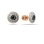 Black and White CZ Stud Earrings. 585 Rose Gold, Rhodium Detailing, Screw Backs