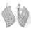 Micro-Pave CZ  Leverback Earrings. Certified 585 (14kt) White Gold