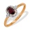 Garnet and Diamond Ring with Nostalgic Motif. Hypoallergenic Cadmium-free 585 (14K) Rose Gold