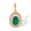Pendant Featuring Emerald and 22 Diamonds. Hypoallergenic 585 Rose Gold, Rhodium Detailing