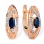 Earrings with 2 Oval Cut Sapphires and 30 Diamonds. Hypoallergenic Cadmium-free 585 (14K) Rose Gold