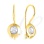 Colorless CZ-encrusted French Wire Earrings. Certified 585 (14kt) Yellow Gold