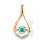 Pear-shaped Pendant with a 'Fluttering' Emerald. Certified 585 (14kt) Rose Gold, Rhodium Detailing
