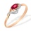 Oval Ruby and Diamond Ring. 585 (14kt) Rose Gold, Rhodium Detailing