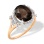 Oval-shaped Smoky Quartz Cocktail Ring. Certified 585 (14kt) Rose Gold, Rhodium Detailing