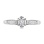 Fashionable Ring with Center and Side Diamonds in White Gold. View 2