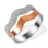 Bimetal Wave Ring with CZs. 925 Silver Sintered with 585 Rose Gold