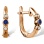 3-Stone Earrings: Center Sapphire, Side Diamonds. Hypoallergenic Cadmium-free 585 (14K) Rose Gold