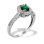 Emerald and Diamond Scrollwork Ring. 585 (14kt) White Gold