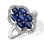 Genuine Sapphire and Diamond Floral Shield Ring. Tested 585 (14K) White Gold, Rhodium Finish