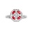 Art Deco Ruby and Diamond Octagonal White Gold Ring. View 2