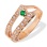 Designer Gallery Ring with Emerald and Diamonds. Hypoallergenic Cadmium-free 585 (14K) Rose Gold