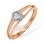 Diamond Triple Shank Ring in Rose and White Gold. Tested 585 (14K) Rose and White Gold