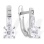 Multi-shaped CZ Leverback Earrings. Certified 585 (14kt) White Gold, Rhodium Finish