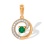 Circle Pendant with Diamond and Emerald Tendril. Hypoallergenic Cadmium-free 585 (14K) Rose Gold