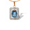 Fancy Cushion Blue Topaz and CZ Pendant. Certified 585 (14kt) Rose and White Gold