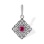 Art Deco-style Ruby and Diamond Pendant. Certified 585 (14kt) White Gold, Rhodium Finish