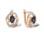 Flower-Inspired Sapphire Diamond Earrings. Certified 585 (14kt) Rose Gold, Rhodium Detailing