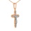 Diamond 14kt rose and white gold passion cross pendant for her. View 2