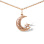 Floral Ornament Star and Crescent Pendant. Certified 585 (14kt) Rose Gold