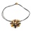 Necklace with Amber Flower on Leather Cords