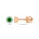 Emerald with Diamond Halo Stud Earrings. Certified 585 (14kt) Rose Gold, Screw Backs