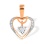 Heart-shaped Pendant with Swaying Diamond. Certified 585 (14kt) Rose Gold, Rhodium Detailing