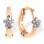 Diamond Flower Baby's Huggie Earrings. Certified 585 (14kt) Rose Gold, Rhodium Detailing