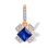 Princess-cut Cornflower Sapphire Diamond Pendant. 'Royal Gem' series, 585 (14kt) Rose Gold
