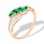 Ring with 3 Marquise Emeralds and Diamond Accents. Certified 585 (14kt) Rose and White Gold