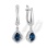 'Twilight Mystery' Diamond Earrings with Sapphires. Certified 585 (14kt) White Gold, Rhodium Finish