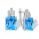 Emerald-cut Blue Topaz Diamond Earrings. Certified 585 (14kt) White Gold