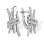 CZ Stylized Hieroglyph 'Love' Earrings. Certified 585 (14kt) White Gold