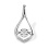 Pear Shape Pendant with a 'Fluttering' Diamond. Certified 585 (14kt) White Gold, Rhodium Finish