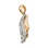 Diamond Stylized Leaf Pendant of Two-tone Gold. Angle 2