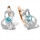 Blue Topaz and CZ Ribbon Earrings. Palladium White and Rose Gold