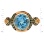 Ring with Round Blue Topaz and Champagne Diamonds. Angle 2